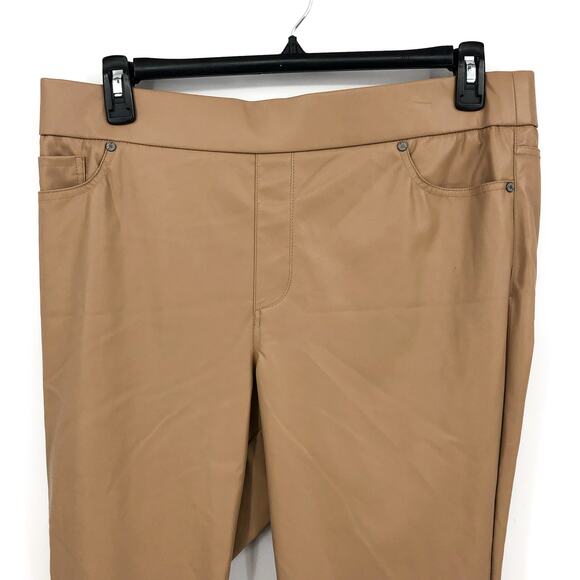 GLORIA VANDERBILT Avery Faux Leather Leggings 14 Tan Slim Pull on Skinny NWT - Picture 5 of 13